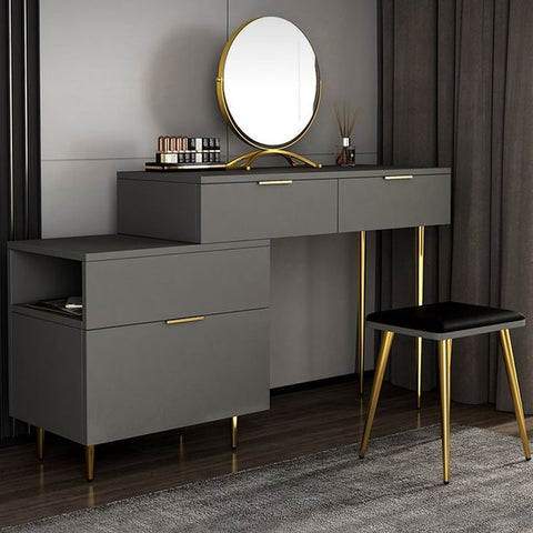 3 Drawer Dressing Table with Mirror Black