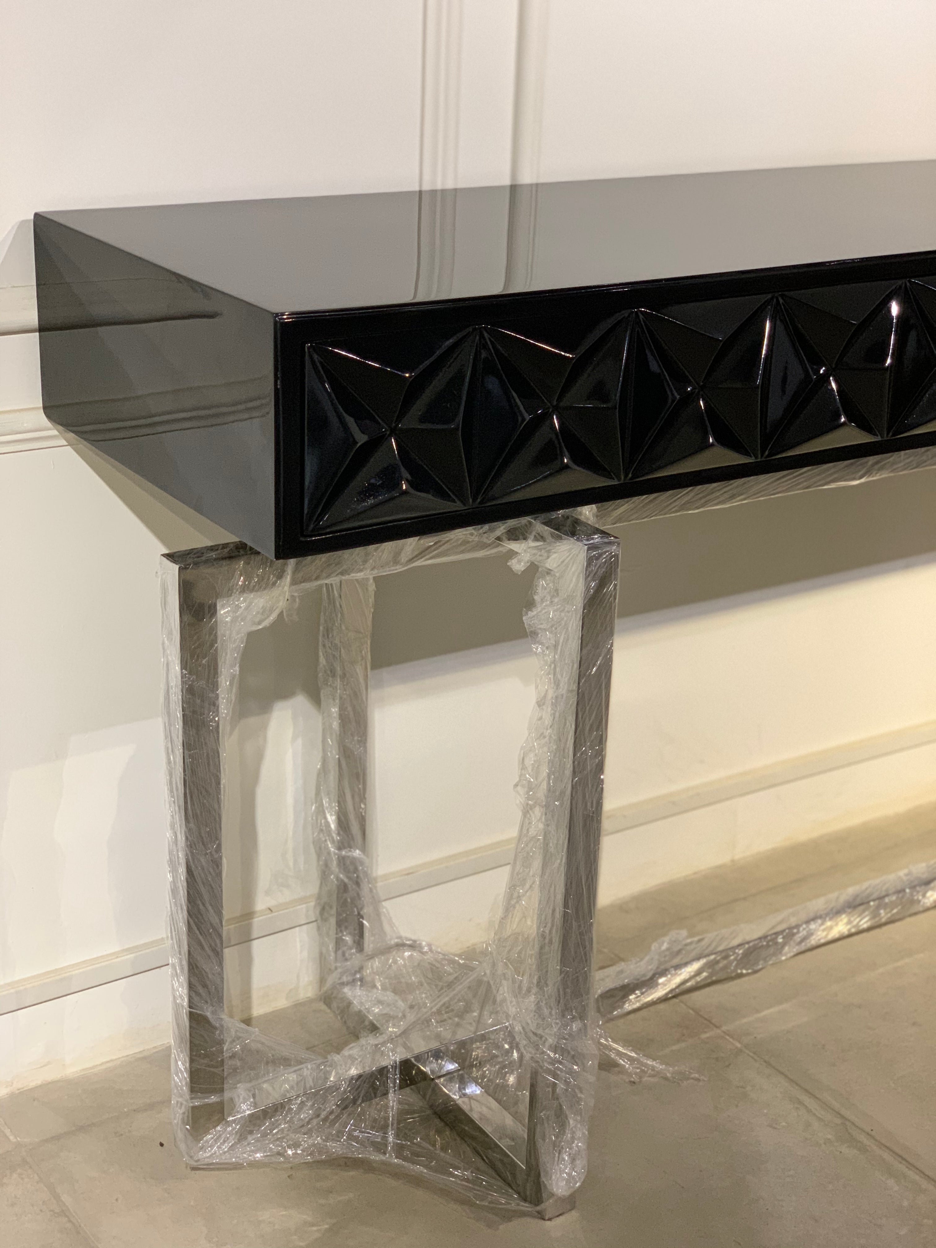 Black Console with Marble Top