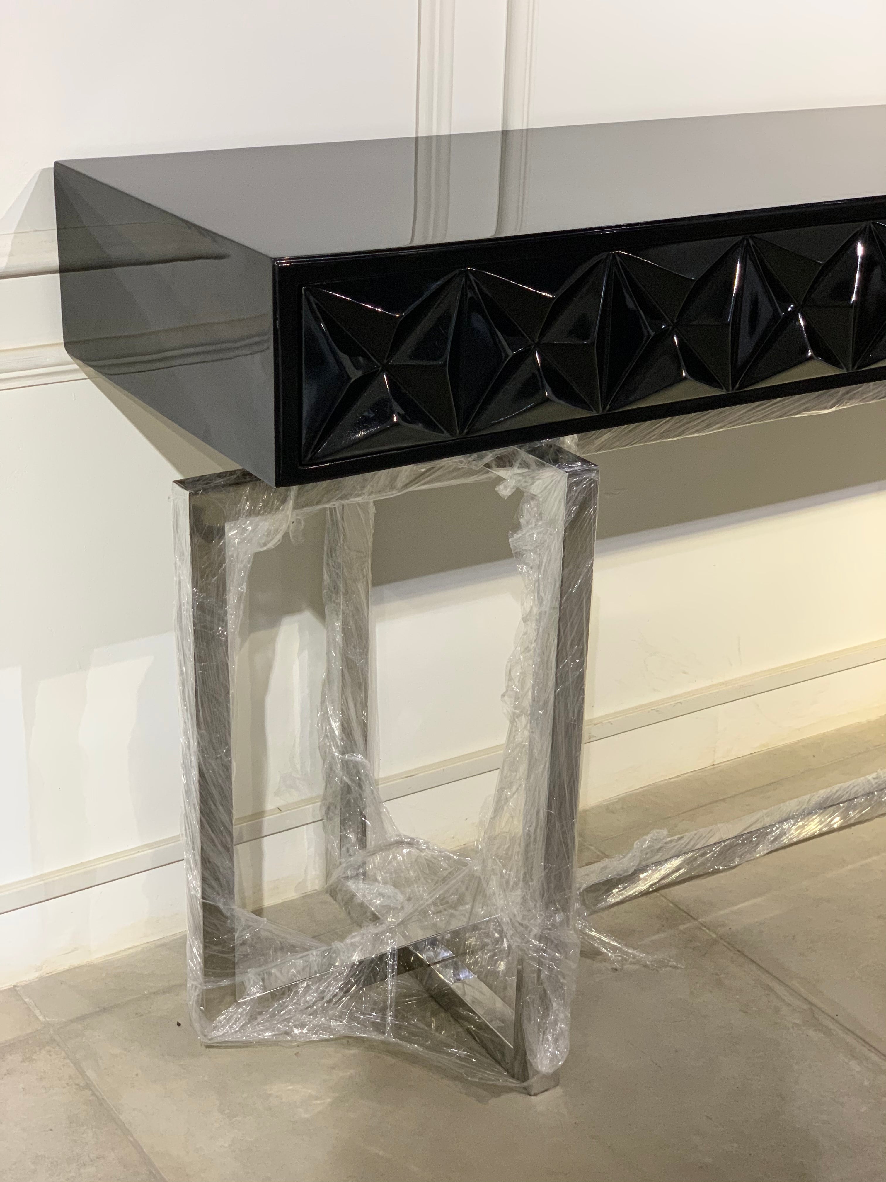 Black Console with Marble Top