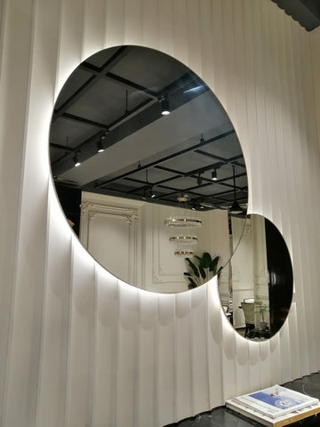 Set of 2 Rounded Mirrors with Back LED